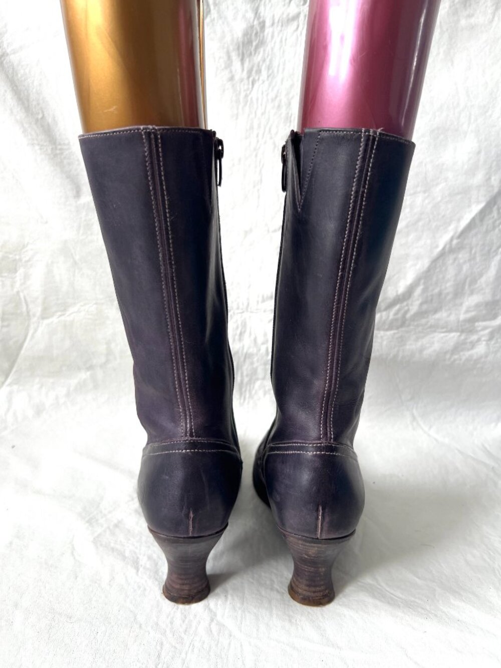 Neosens boots Rococo 799 purple leather button high heel 41 mid calf retro - Picture 4 of 14